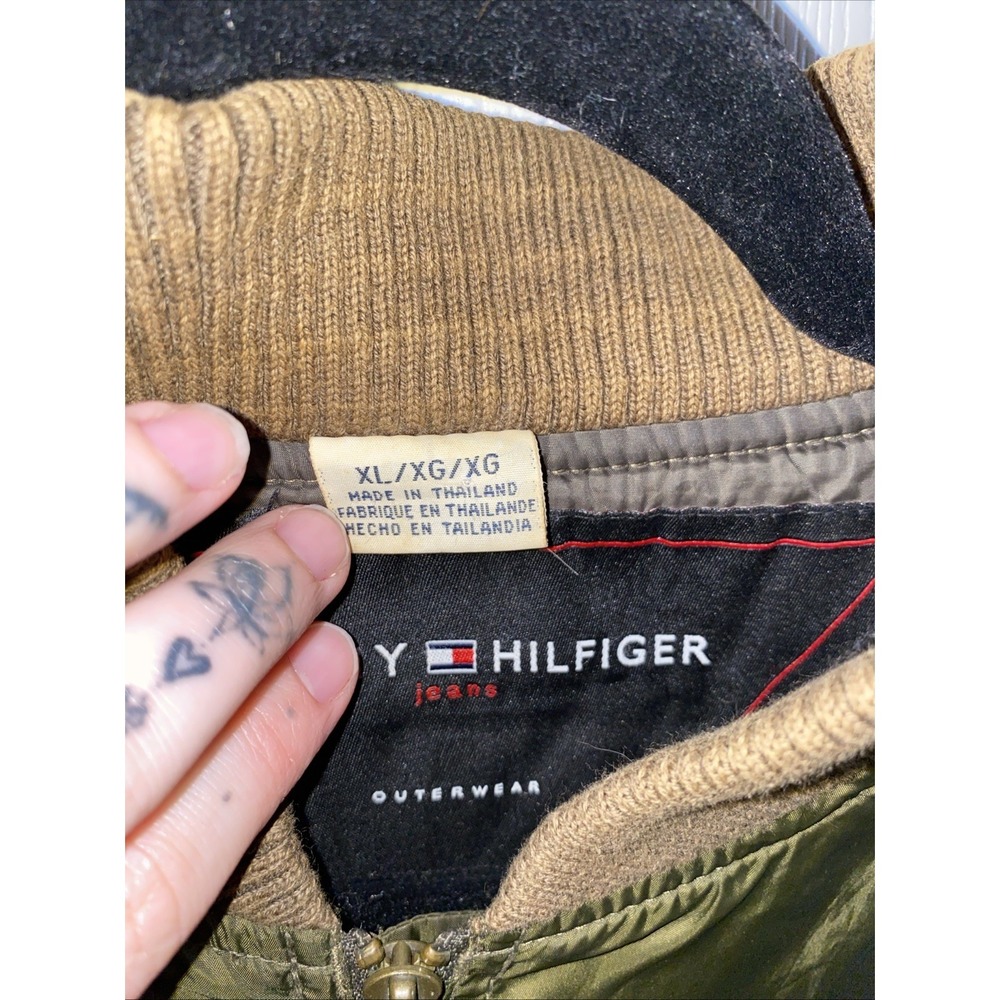 Tommy Hilfiger‎ XL Women's Olive Green Bomber Jacket Rolling Stones Sequin - Picture 3 of 8